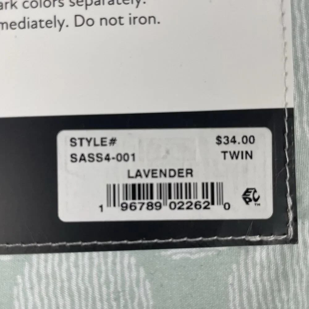 Sanctuary Home 3-Piece Twin Sheet Set Printed Green White Pattern New Luxurious